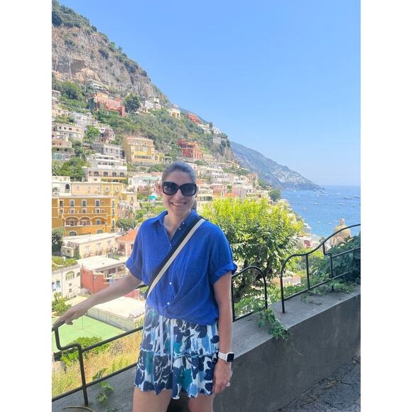 PETER SOM Women's Blue Floral Pull On Style Tie Waist Mini Skort Size 0 - Picture 10 of 15